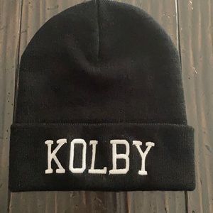 BEANIE with the name KOLBY. Enjoyed maybe once.